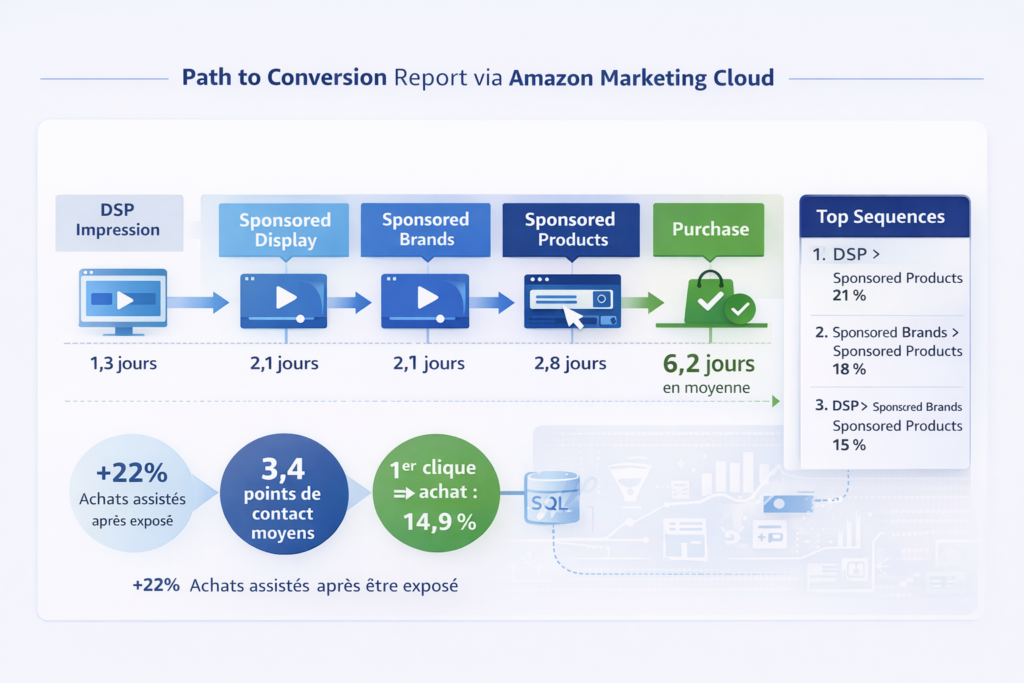 Exemple d’un Path to Conversion Report via Amazon Marketing Cloud
