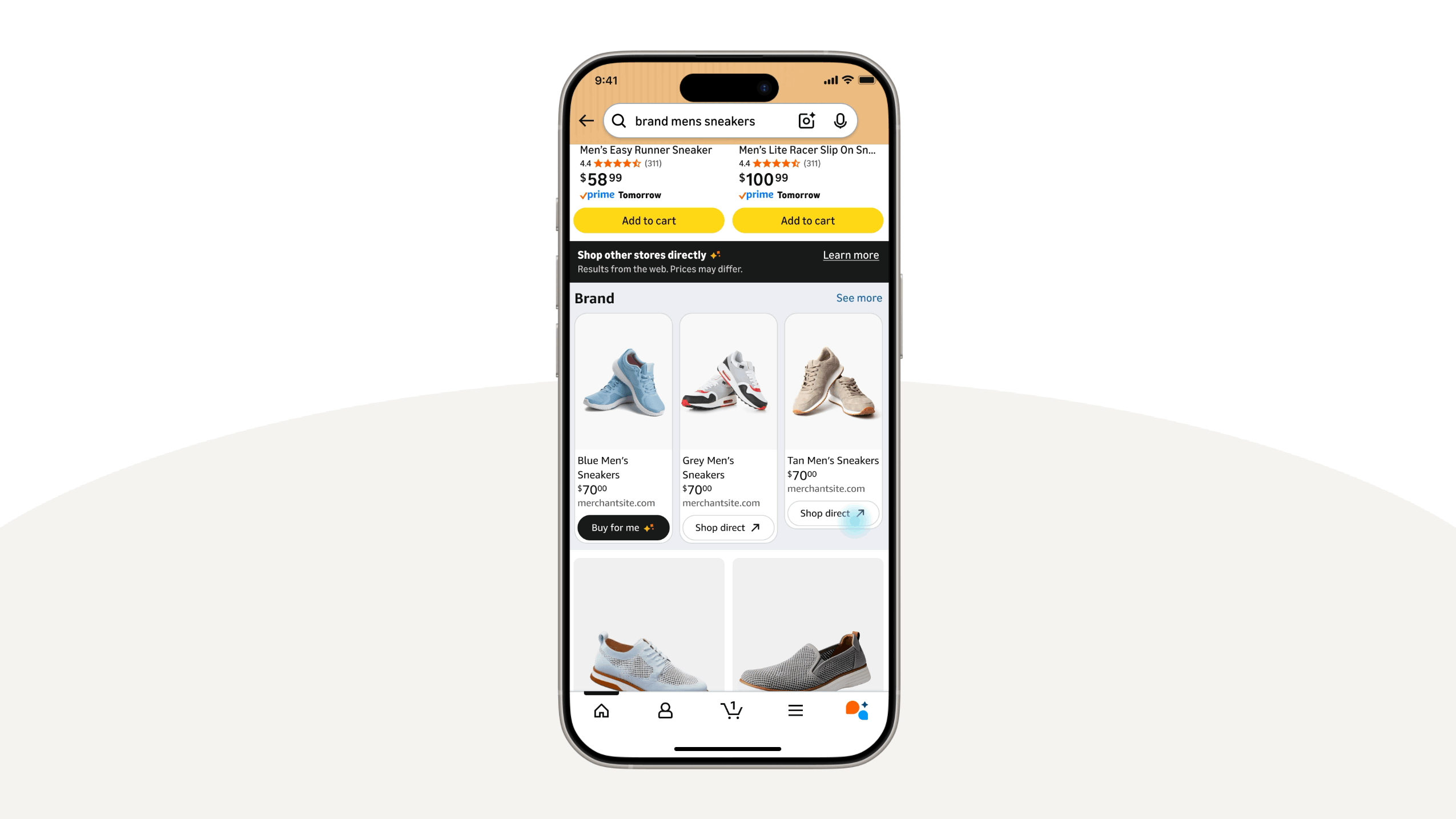 Interface d'Amazon Shop Brand Sites