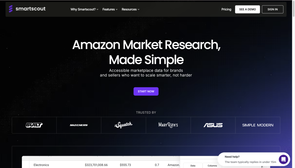 SmartScout outils IA pour vendre sur Amazon