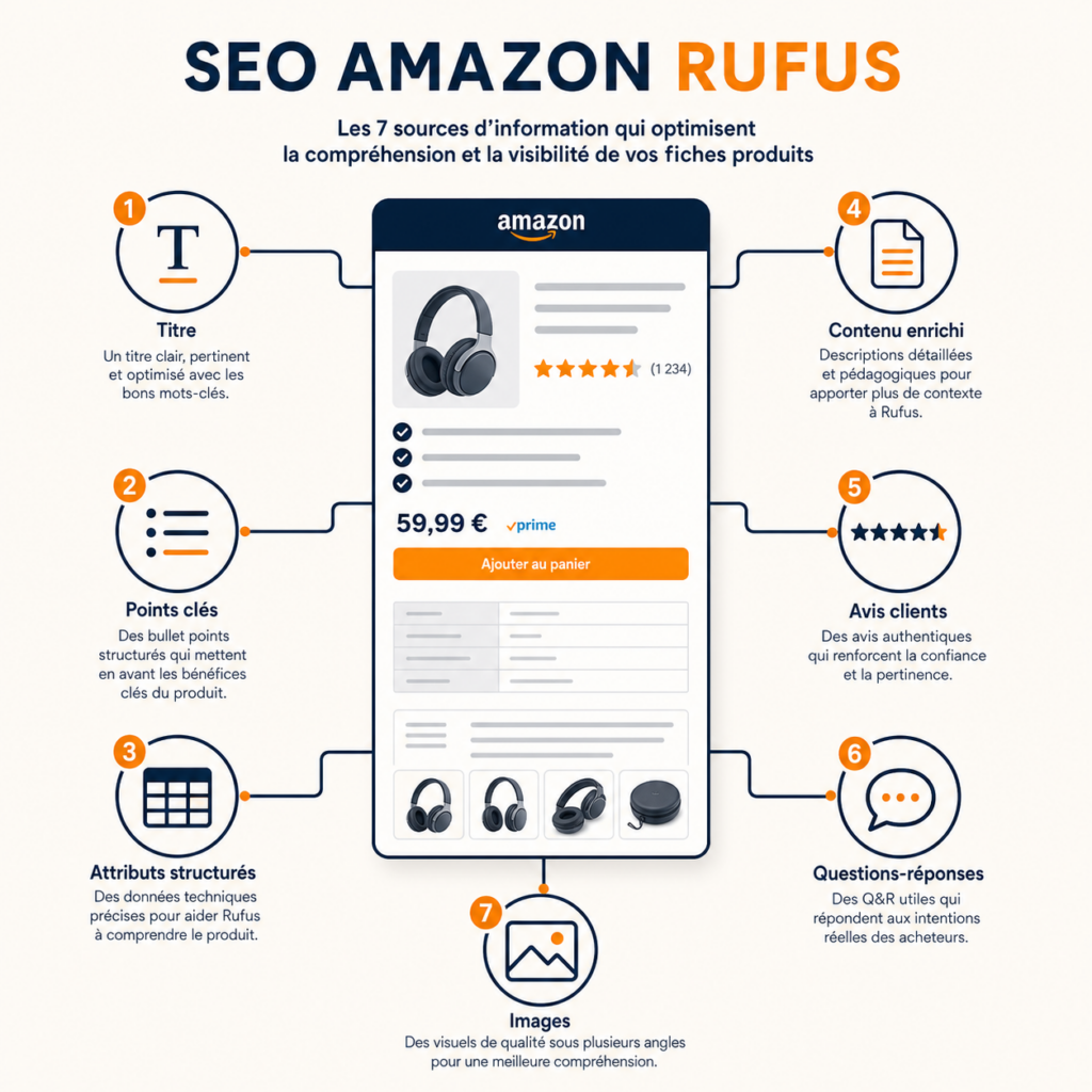 SEO Amazon Rufus - signaux analysés sur une fiche produit