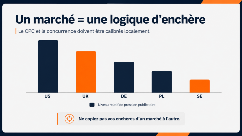 Comparaison du CPC entre marchés pour une stratégie Amazon Ads international